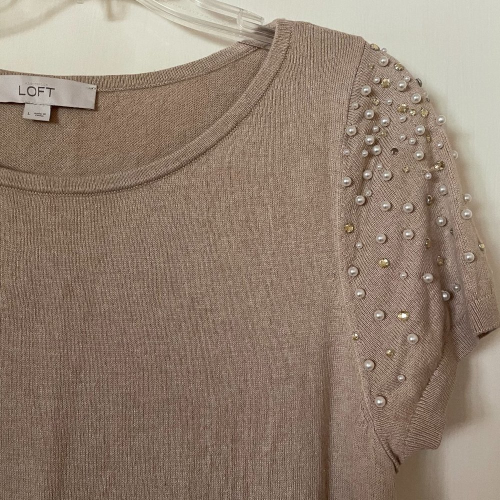 LOFT Pearl & Rhinestone Detail Sweater